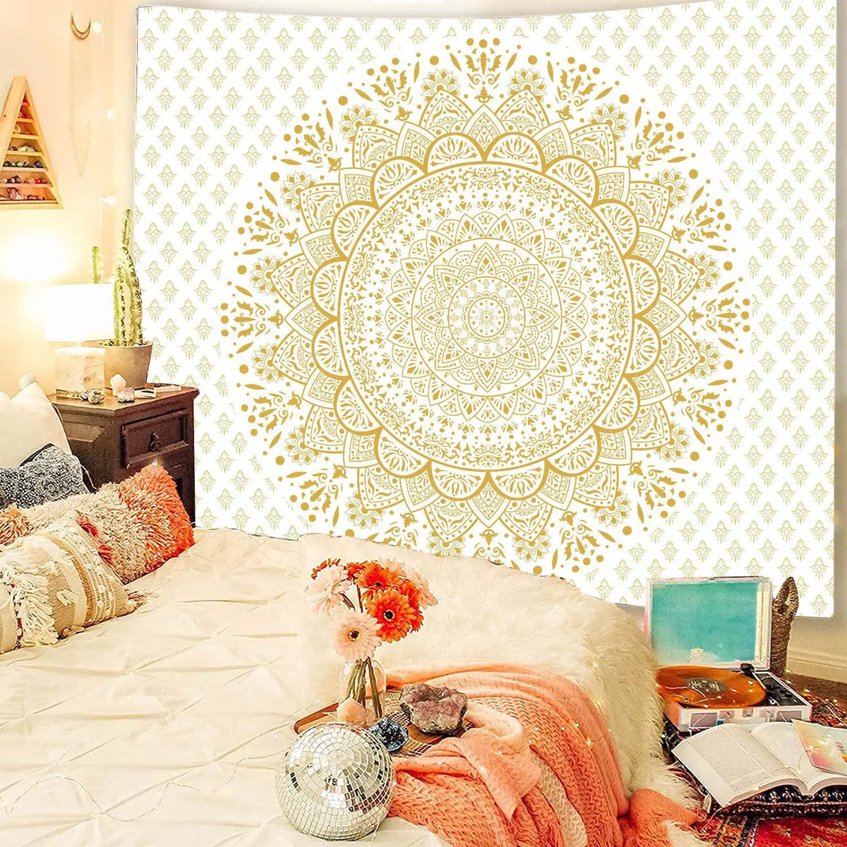 Boho Mandala Wall Tapestry — Large Cotton Wall Hanging