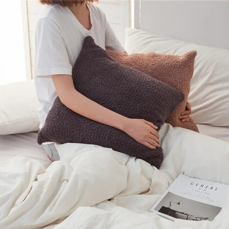 Faux Fur Teddy Cushion Cover — Cozy Textured Throw Pillow