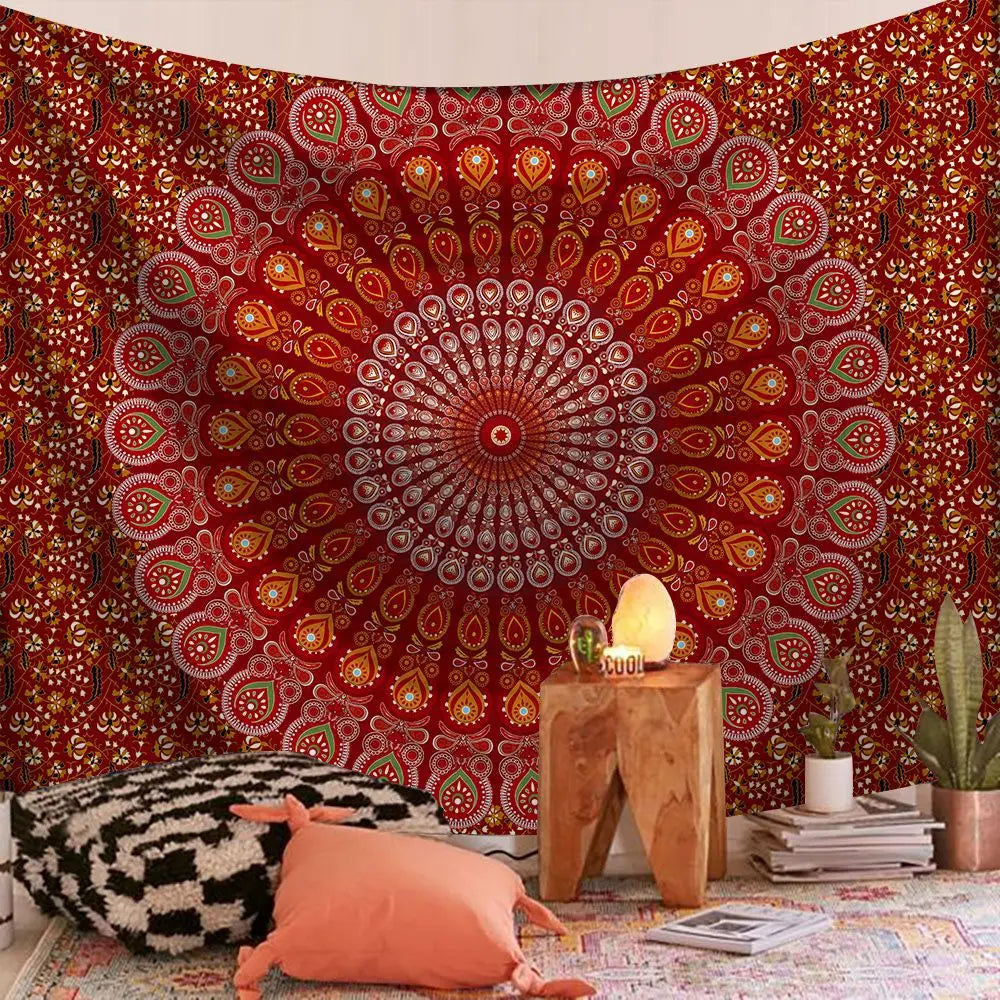 Boho Mandala Wall Tapestry — Large Cotton Wall Hanging