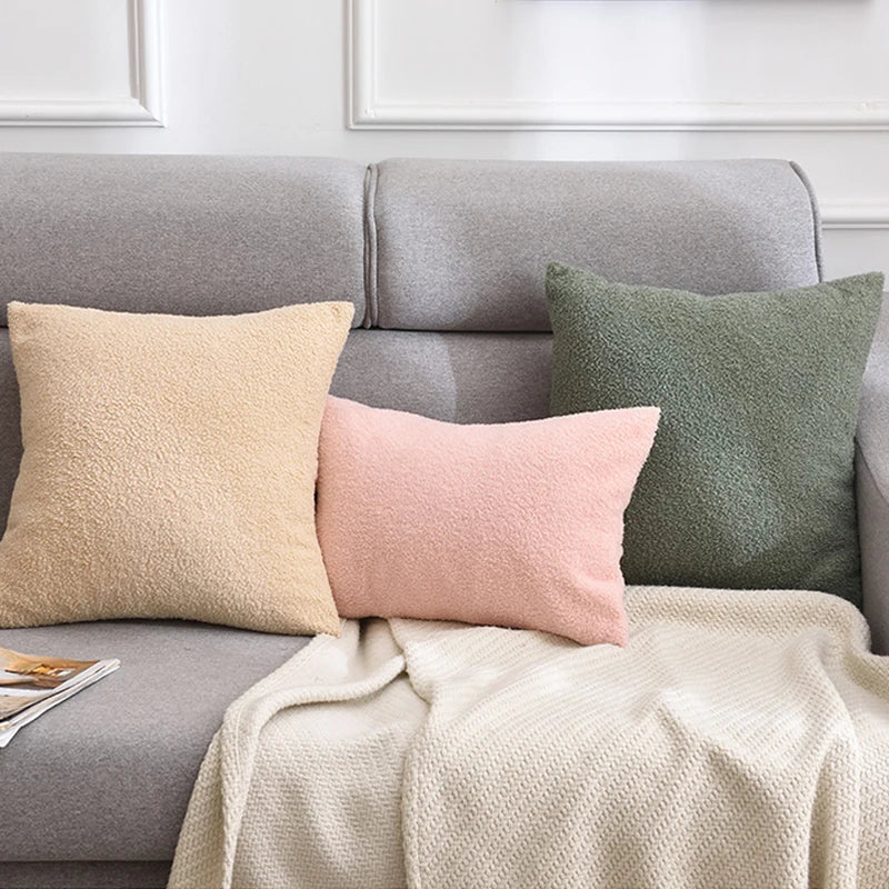 Faux Fur Teddy Cushion Cover — Cozy Textured Throw Pillow