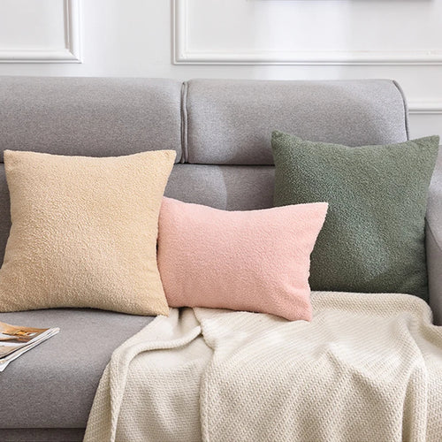 Faux Fur Teddy Cushion Cover — Cozy Textured Throw Pillow
