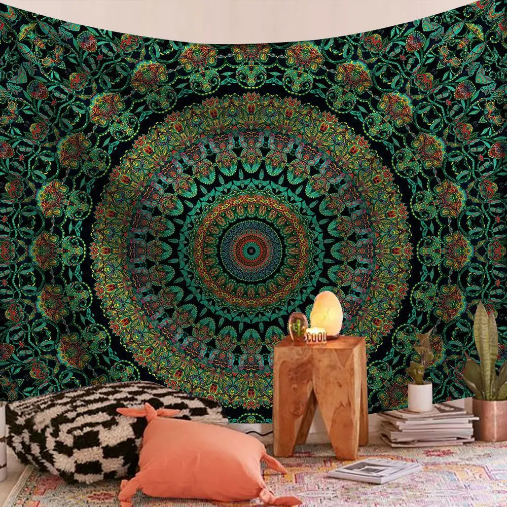 Boho Mandala Wall Tapestry — Large Cotton Wall Hanging