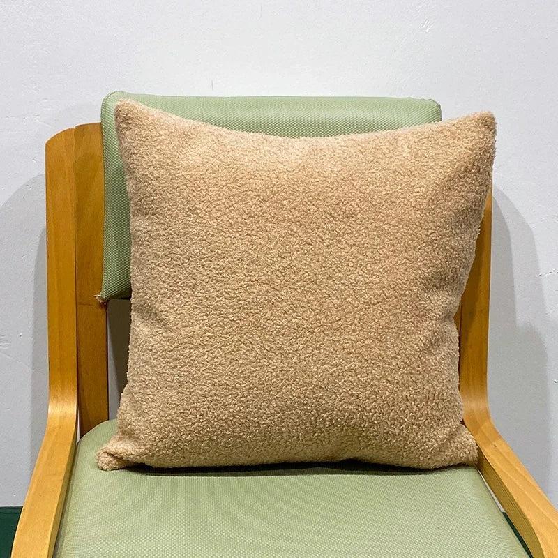 Faux Fur Teddy Cushion Cover — Cozy Textured Throw Pillow