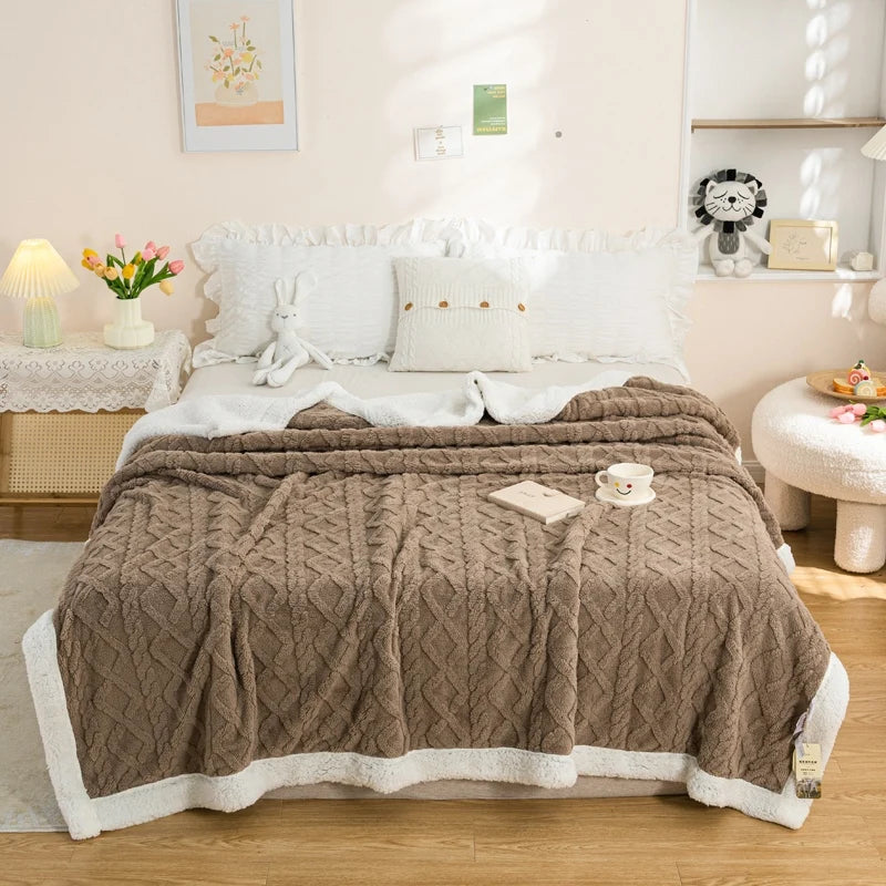 Sherpa Fleece Throw Blanket — Warm Cozy Sofa & Bed Throw