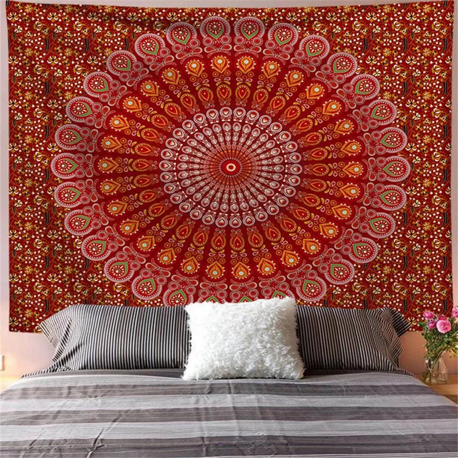 Boho Mandala Wall Tapestry — Large Cotton Wall Hanging