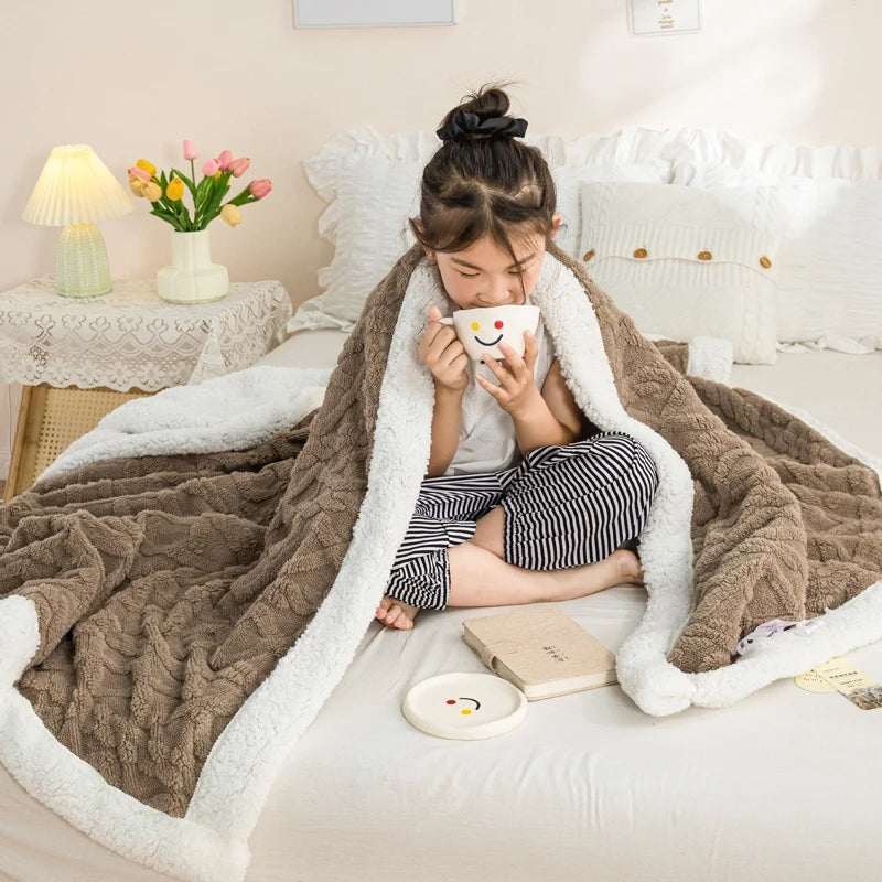 Sherpa Fleece Throw Blanket — Warm Cozy Sofa & Bed Throw