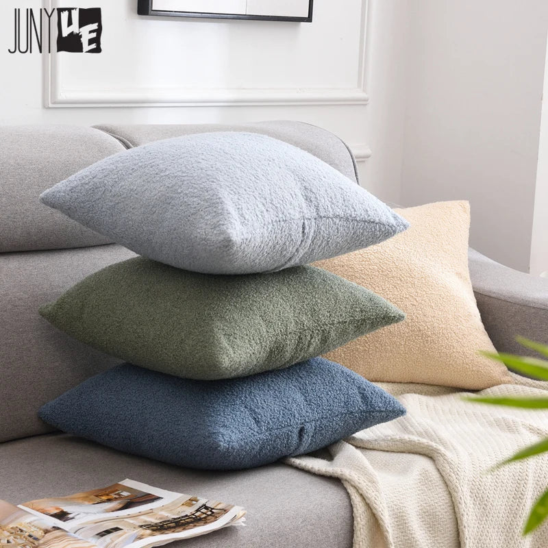 Faux Fur Teddy Cushion Cover — Cozy Textured Throw Pillow