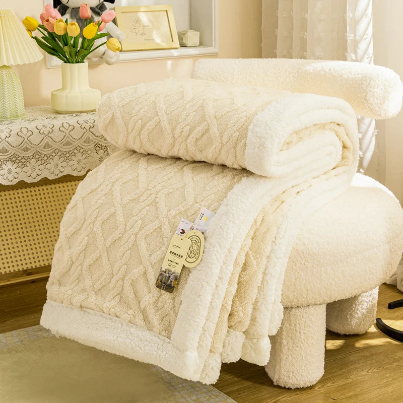 Sherpa Fleece Throw Blanket — Warm Cozy Sofa & Bed Throw