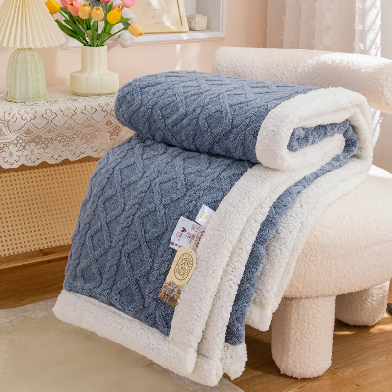 Sherpa Fleece Throw Blanket — Warm Cozy Sofa & Bed Throw