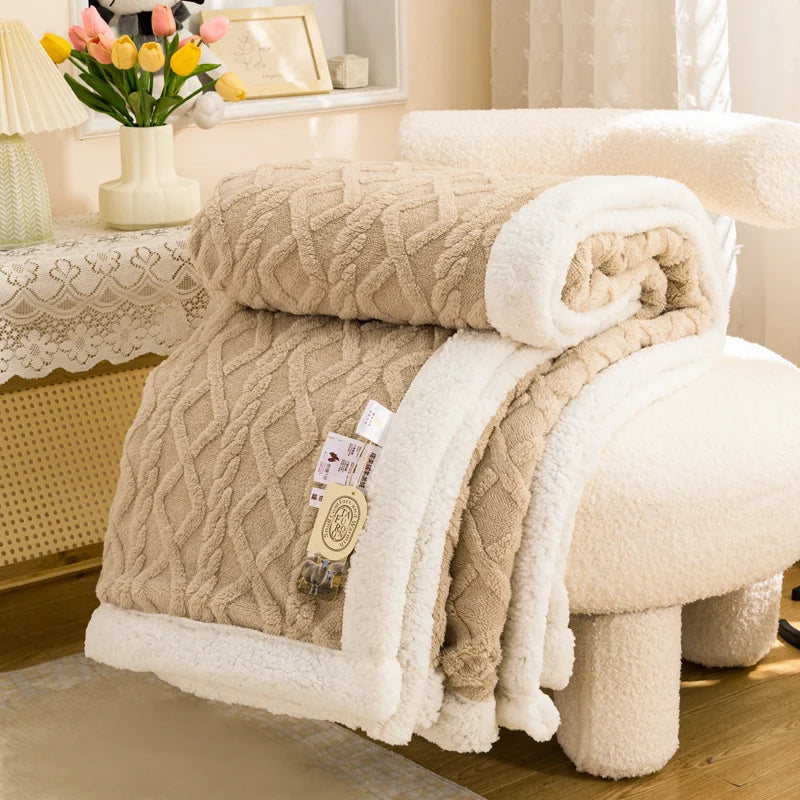 Sherpa Fleece Throw Blanket — Warm Cozy Sofa & Bed Throw