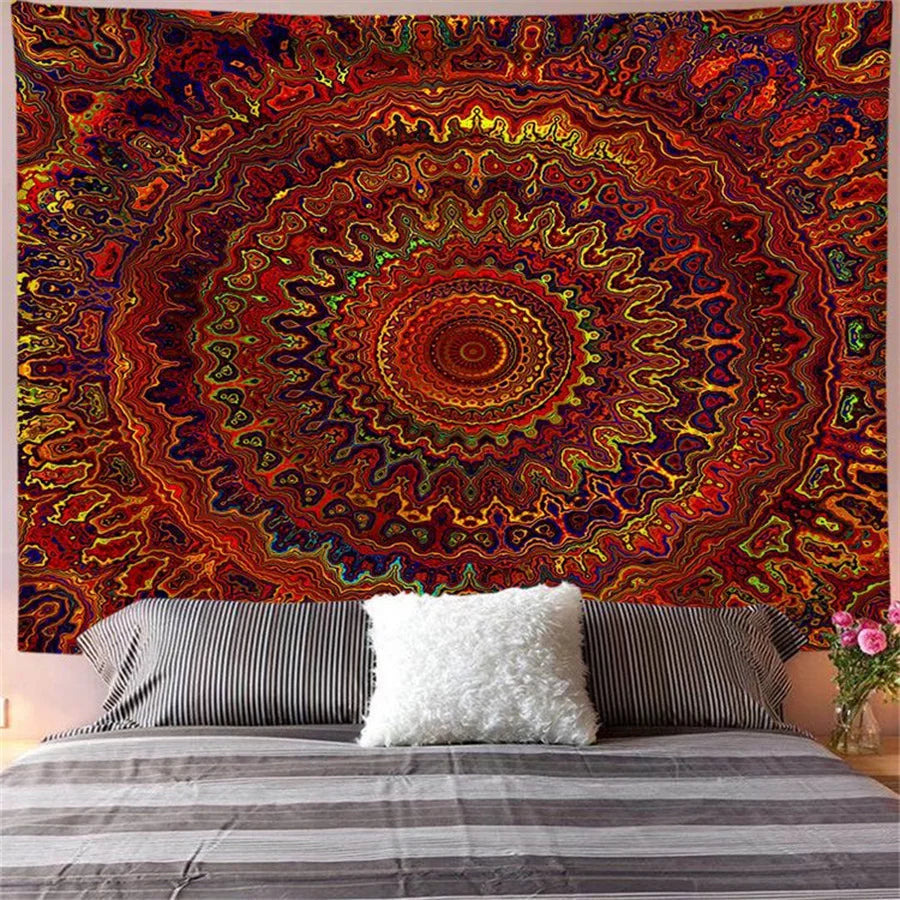 Boho Mandala Wall Tapestry — Large Cotton Wall Hanging