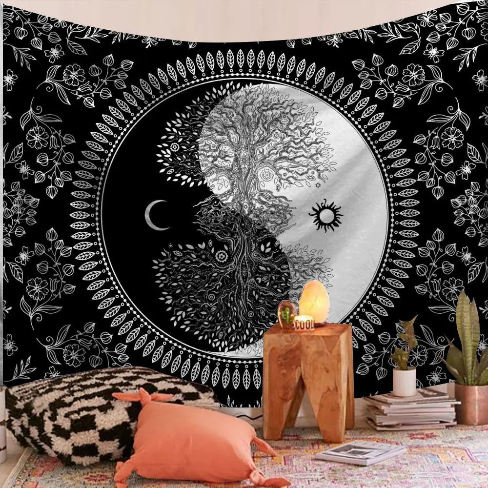 Boho Mandala Wall Tapestry — Large Cotton Wall Hanging