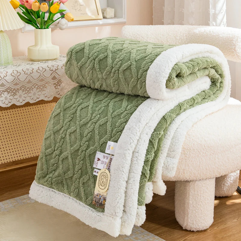 Sherpa Fleece Throw Blanket — Warm Cozy Sofa & Bed Throw