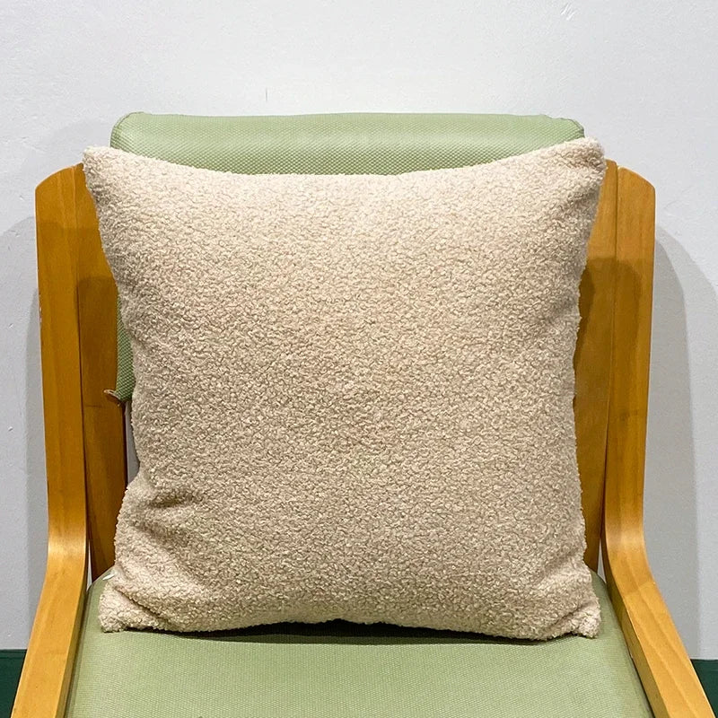 Faux Fur Teddy Cushion Cover — Cozy Textured Throw Pillow