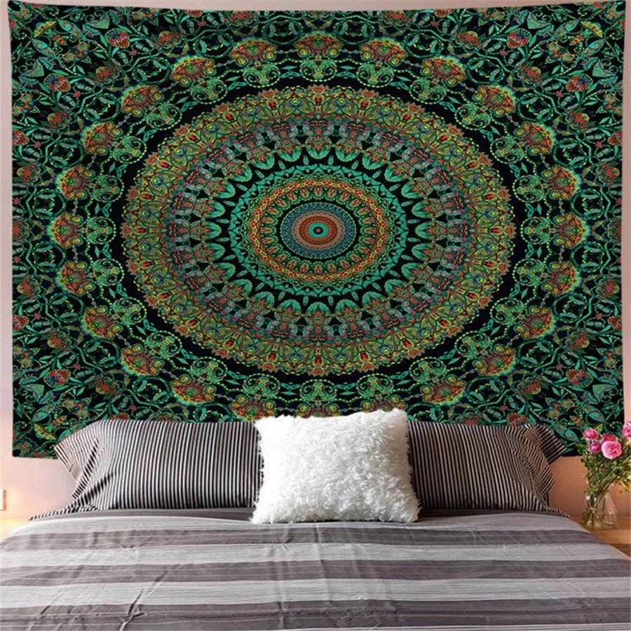 Boho Mandala Wall Tapestry — Large Cotton Wall Hanging