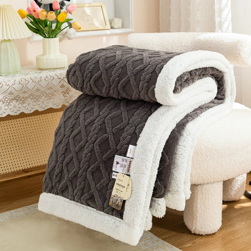 Sherpa Fleece Throw Blanket — Warm Cozy Sofa & Bed Throw