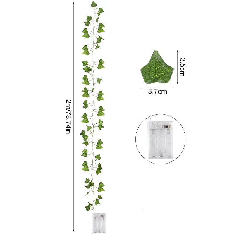 Faux Ivy Leaf Garland — Hanging Greenery Vine Decor