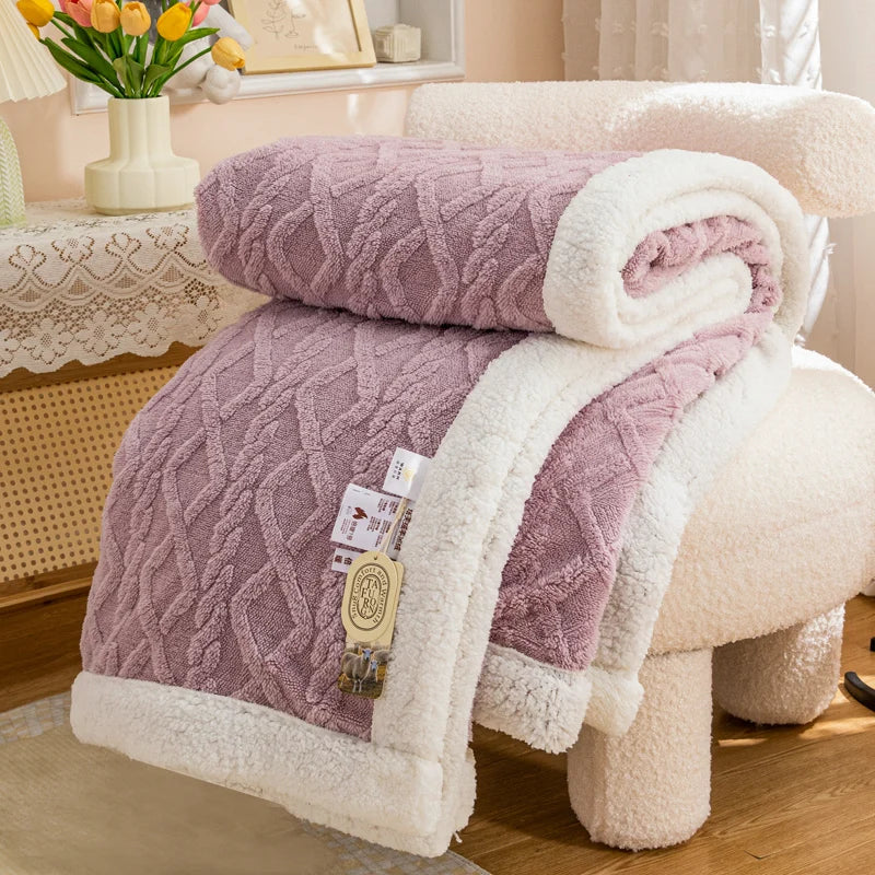 Sherpa Fleece Throw Blanket — Warm Cozy Sofa & Bed Throw