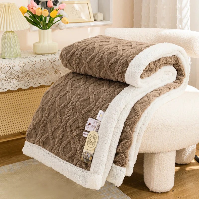 Sherpa Fleece Throw Blanket — Warm Cozy Sofa & Bed Throw